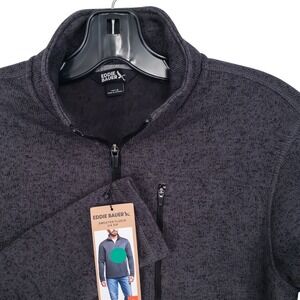 Eddie Bauer Sweater Fleece Mens Small Ebony 1/4 Zip Pullover Polyester